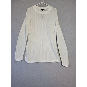 NWT EXPRESS 100% Cotton White LS Open Stitch Tunic Sweater Women’s Small